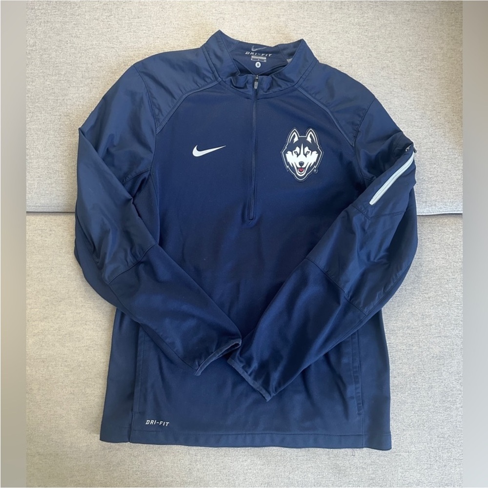 Uconn Huskies Nike Dri-Fit Quarter Zip Sweatshirt Small Athletic Performance